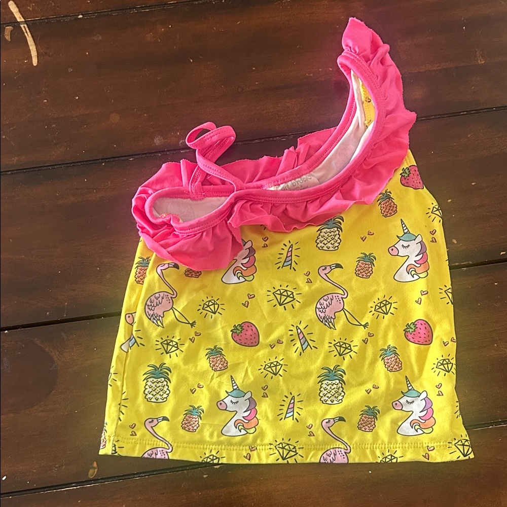 Bobbie Brooks Pink and Yellow Kids Bikini Top